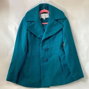 XS Teal Jessica Simpson Flare Peacoat